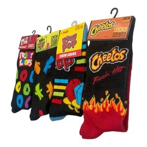 4 pack Bold Colorful Casual fun Socks with Vibrant Patterns Men’s Size: 6-12
